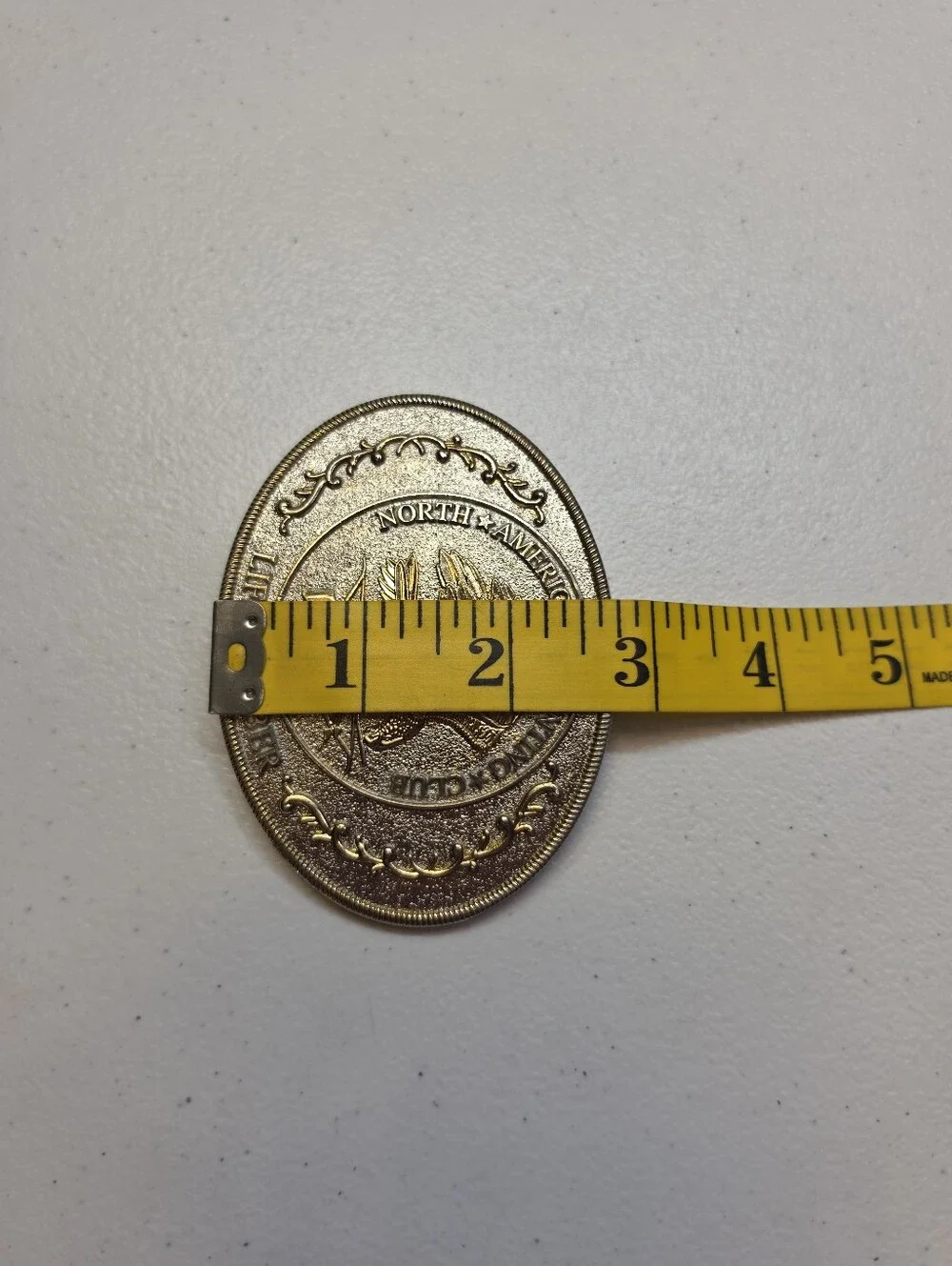 Vintage North American Hunting Club Life Member Oval Belt Buckle Gold Silver